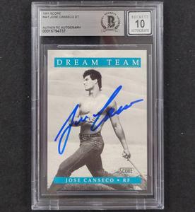 Jose Canseco signed 1991 Score Dream Team #441 card autograph BGS BAS 10 auto With Paypal Sale Online