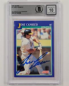 Jose Canseco signed 1991 Score #1 card autograph 599 Oakland A's BGS BAS 10 auto Clearance Store Cheap Online