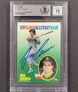 Jose Canseco signed 1989 Fleer All-Stars #2 card 644  Beckett BAS 10 auto Best Seller
