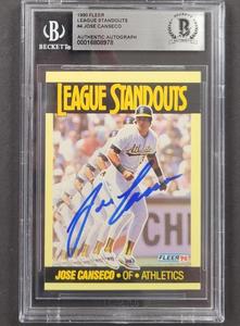 Jose Canseco signed 1990 Fleer Standouts #4 card auto autograph Beckett BAS 978 Find Great Online