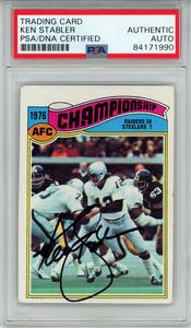 Ken Stabler Autographed/Signed 1977 Topps #526 Trading Card PSA Slab 43703 Release Dates Authentic