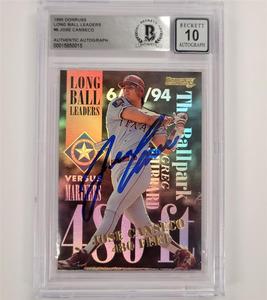 Jose Canseco signed 1995 Donruss Long Ball Leaders #6 card Rangers  BAS 10 auto Original Cheap Pice