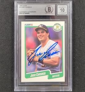 Jose Canseco signed 1990 Fleer #3 card autograph 640  Beckett BAS 10 auto Outlet With Paypal Order