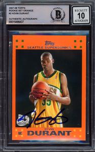 Kevin Durant 2007 Topps Orange RC Sonics Gem 10 Auto On Card Signature Beckett Fashionable Cheap Online