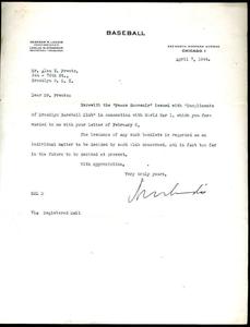Kenesaw Landis PSA DNA Coa Signed 1944 Commissioner Typed Letter Autograph Clearance With Credit Card