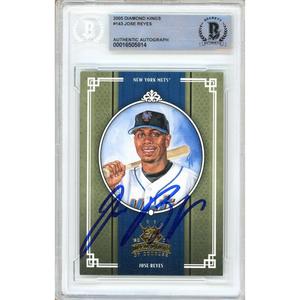 Jose Reyes New York Mets Signed 2005 Diamond Kings Baseball Card BAS Auth Auto Slab Outlet Looking For