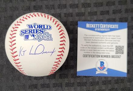 Kenny Landreaux signed 1981 World Series Baseball LA Dodgers  Beckett BAS COA Authentic