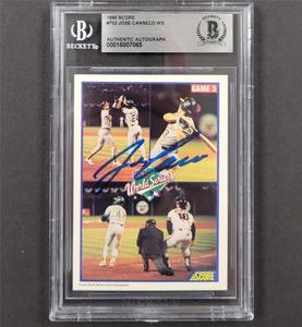 Jose Canseco signed 1990 Score World Series #701 card auto autograph Beckett BAS Discount Inexpensive