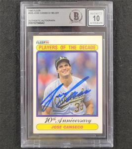 Jose Canseco signed 1990 Fleer Players of the Decade #629 card  BAS 10 auto Free Shipping Geniue Stockist