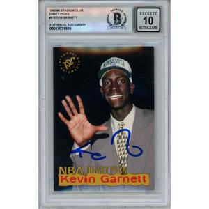 Kevin Garnett Autographed 1995 Stadium Club #5 Trading Card Beckett 46452 Clearance Supply