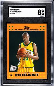 Kevin Durant 2007-08 Topps Orange Rookie Card RC Seattle #2- SGC Graded 8 NM-MT Largest Supplier Online