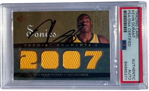 KEVIN DURANT SIGNED 2007-08 UD PREMIER ROOKIE CARD JERSEY GOLD /50 PSA/DNA ! Newest