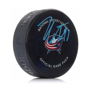 Kent Johnson Signed Columbus Blue Jackets Official Game Puck Online Sale