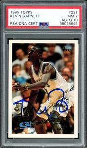 Kevin Garnett 1995 Topps RC Timberwolves PSA 7 Gem 10 Auto PSA/DNA 68018646 Under 70 Dollars