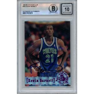 Kevin Garnett Autographed 1995 Stadium Club #343 Trading Card Beckett 46457 Newest Online