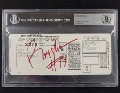 Keyshawn Johnson signed Personal Flight Boarding Pass autograph auto BAS Beckett Visit New Sale Online