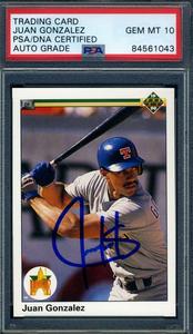 Juan Gonzalez Gem Mint 10 PSA DNA Signed 1990 Upper Deck Rookie Autograph Cheap Sale Pictures
