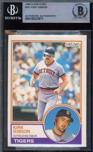 Kirk Gibson Beckett BAS Vintage Signed 1983 O-Pee-Chee Autograph Cheap Sale Get Authentic
