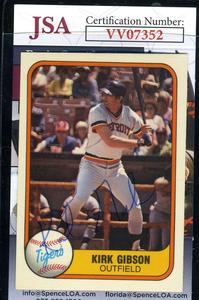 Kirk Gibson JSA Coa Vintage Signed 1981 Fleer Rookie Autograph Excellent Online