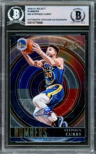 Stephen Curry Autographed 2020-21 Panini Select Numbers Card Warriors Beckett Z Really Cheap