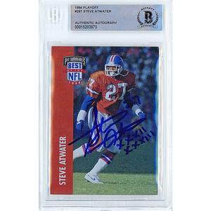 Steve Atwater Denver Broncos Signed 1994 NFL Playoff Card Beckett Authentic Auto Slab Discount Great Deals