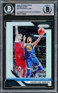 Stephen Curry Autographed 2018-19 Panini Silver Prizm Card Warriors Beckett K 2025 Unisex