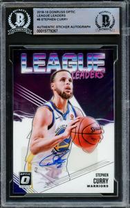 Stephen Curry Autographed 2018-19 Donruss Optic League Leaders Card Beckett F Clearance In China