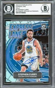 Stephen Curry Autographed 2022-23 Donruss Optic Express Prizm Card Beckett D Clearance Low Pice Fee Shipping