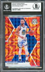 Stephen Curry Autographed 2019-20 Panini Mosaic Prizm Orange Card Beckett Marketable Sale Online