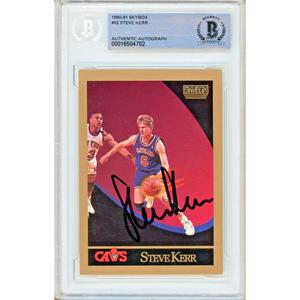Steve Kerr Cleveland Cavaliers Signed 1990-91 Skybox NBA Card Beckett Authentic Auto Slab Free Shipping For Nice