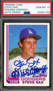 Steve Sax Gem Mint 10 PSA DNA Signed 1982 Topps Traded Rookie Autograph Sale With Mastercard