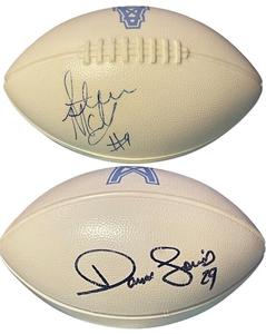 Steve McNair/Darryll Lewis Dual Signed Oilers 5 Mini Plastic Football- Beckett 100% Guaranteed