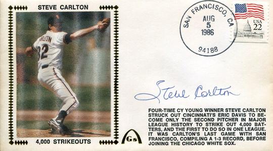 Steve Carlton Autographed First Day Cover Sale Geniue Stockist