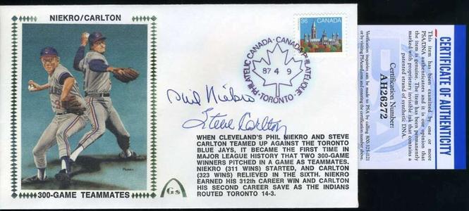 Steve Carlton Phil Niekro PSA DNA Coa Autograph Hand Signed 300 Wins FDC Cache Buy Cheap Hot Sale