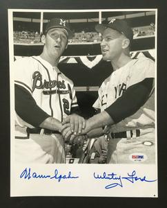 Whitey Ford Warren Spahn signed 8x10 photo mint 2 auto HOF PSA COA Visit For Sale