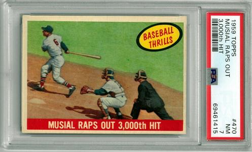 Stan Musial 1959 Topps Raps Out 3000th Hit Baseball Card #470- PSA Graded 7 NM Top Quality Online