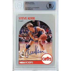 Steve Kerr Cleveland Cavaliers Signed 1990-91 NBA Hoops Card Beckett Authentic Auto Slab Quality Free Shipping Outlet