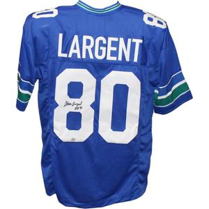 Steve Largent Autographed/Signed Pro Style Blue Jersey HOF TRI 43418 Clearance Pirce Sale