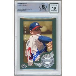 Steve Avery Atlanta Braves Signed 1996 Emotion-XL Card Beckett Auth BGS Auto 10 Graded Excellent Sale Online