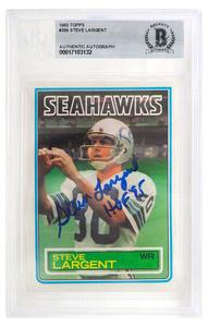 Steve Largent Signed Seahawks 1983 Topps Card #389 w/HOF'95 - (Beckett Slabbed) Free Shipping Low Cost