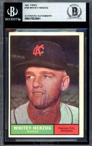 Whitey Herzog Beckett BAS Vintage Signed 1961 Topps Autograph 2025 Cheap Online