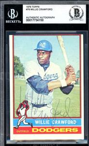 Willie Crawford Beckett BAS Vintage Signed 1976 Topps Autograph Outlet Extremely