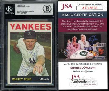 Whitey Ford Beckett BAS JSA COA Signed 1964 Topps Autograph Sale Wide Range Of