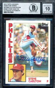 Steve Carlton Gem Mint 10 Beckett BAS Signed 2019 Topps Archives 1984 Autograph Cheap From China
