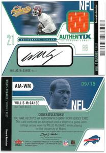 Willis McGahee signed 2004 Fleer Authentix Game Worn Jersey Card AJA-WM 9/75 Cheap Sale Pay With Paypal