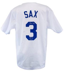 Steve Sax (DODGERS) Signed White Custom Baseball Jersey w/ROY - (SCHWARTZ COA) Free Shipping Low Pice Fee Shipping