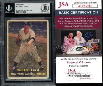 Whitey Ford Beckett BAS JSA COA Signed 1957 Topps Autograph Wide Range Of Online