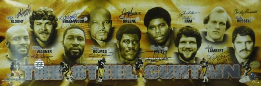 Steel Curtain Signed Steelers Panoramic 9 Sigs Greene Lambert Ham JSA LOA 13369 Pick A Best