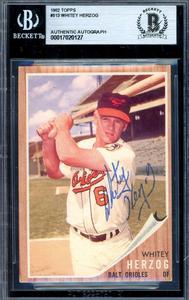 Whitey Herzog Beckett BAS Signed 1962 Topps Autograph Cheapest Online