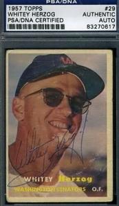 Whitey Herzog (r) 1957 Topps Signed Psa/dna Yankees Autograph Authentic Sale Cheap Pice